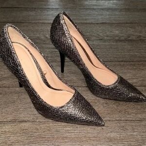 Zara Trafaluc metallic snakeskin heels